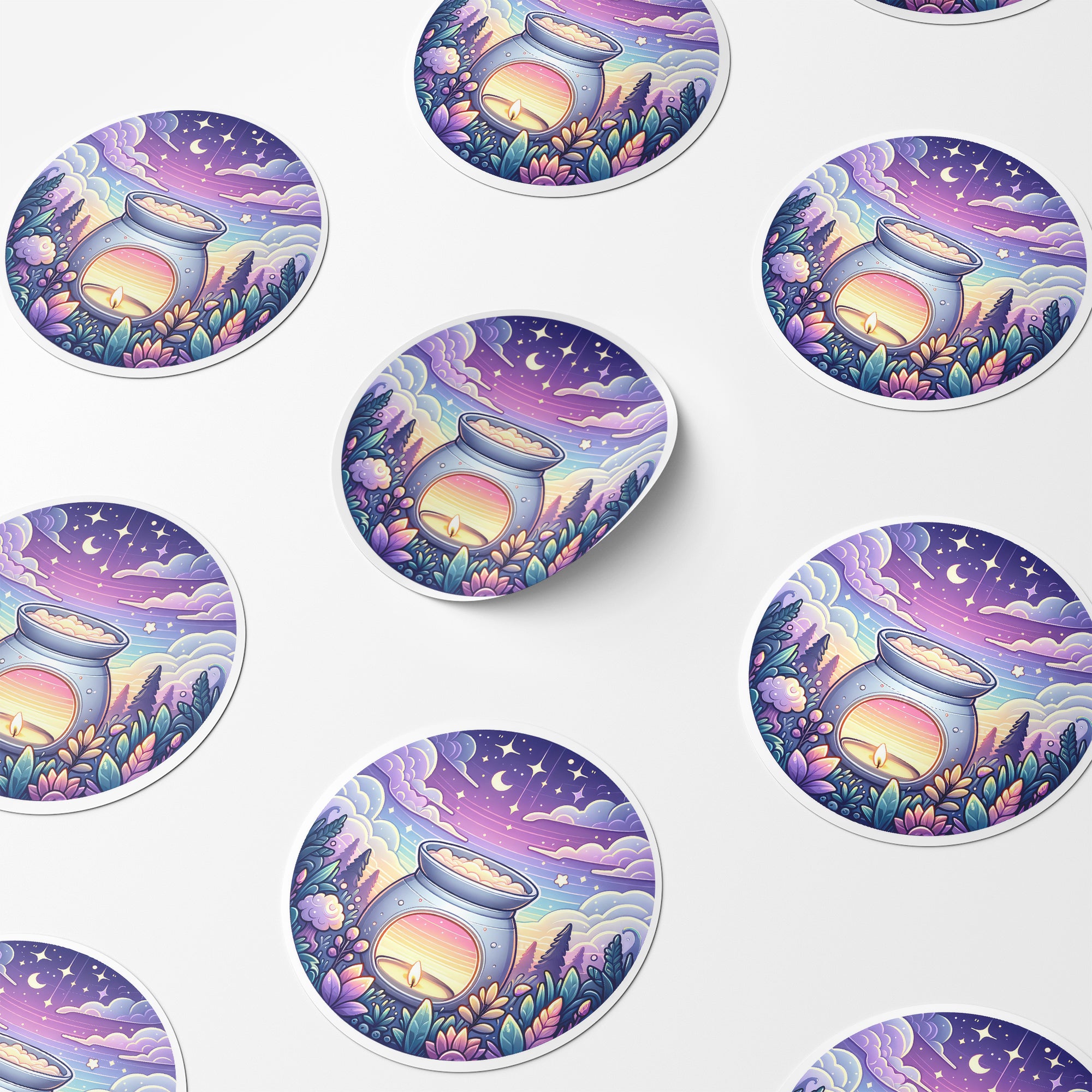 Magical Wax Melt Burner 2 Circle Stickers