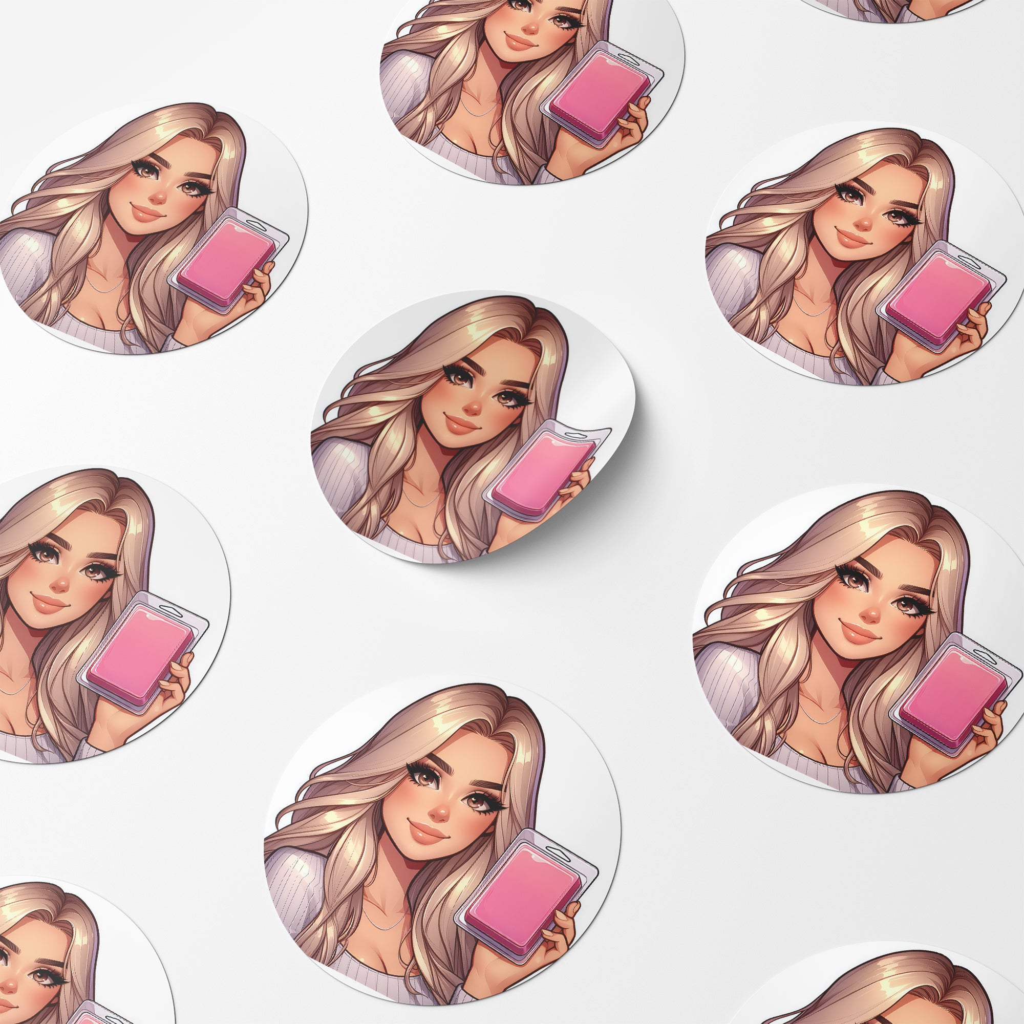 Blonde Hair Woman Wax Melt Avatar 1 Circle Stickers