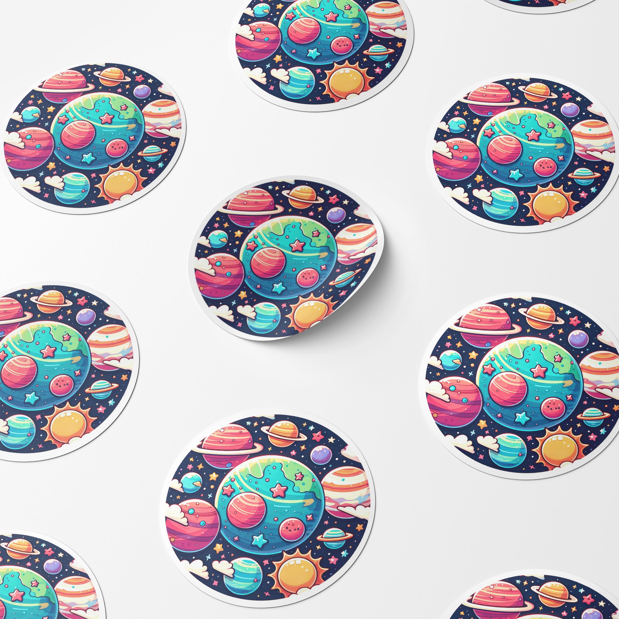 Planets 3 Circle Stickers