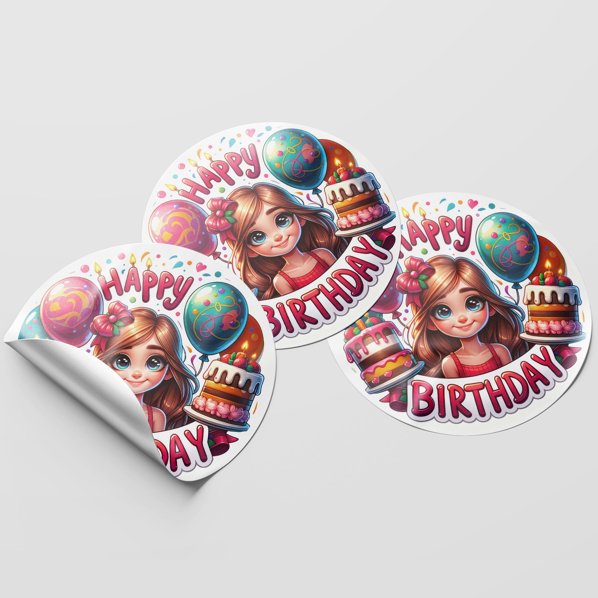 Happy Birthday 6 Circle Stickers