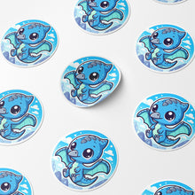 Load image into Gallery viewer, Blue Dinosaur 2 Circle Stickers
