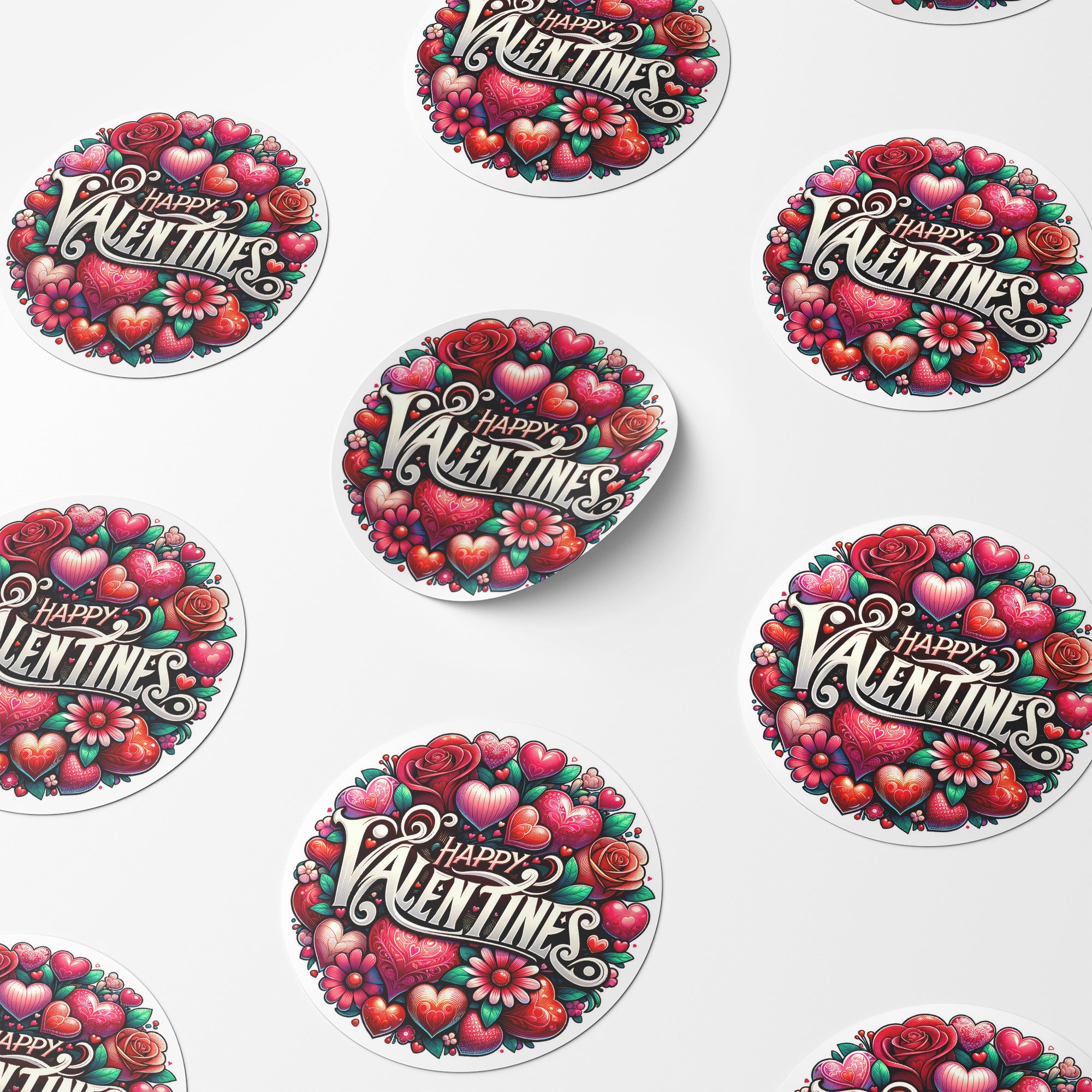 Happy Valentines 1 Circle Stickers