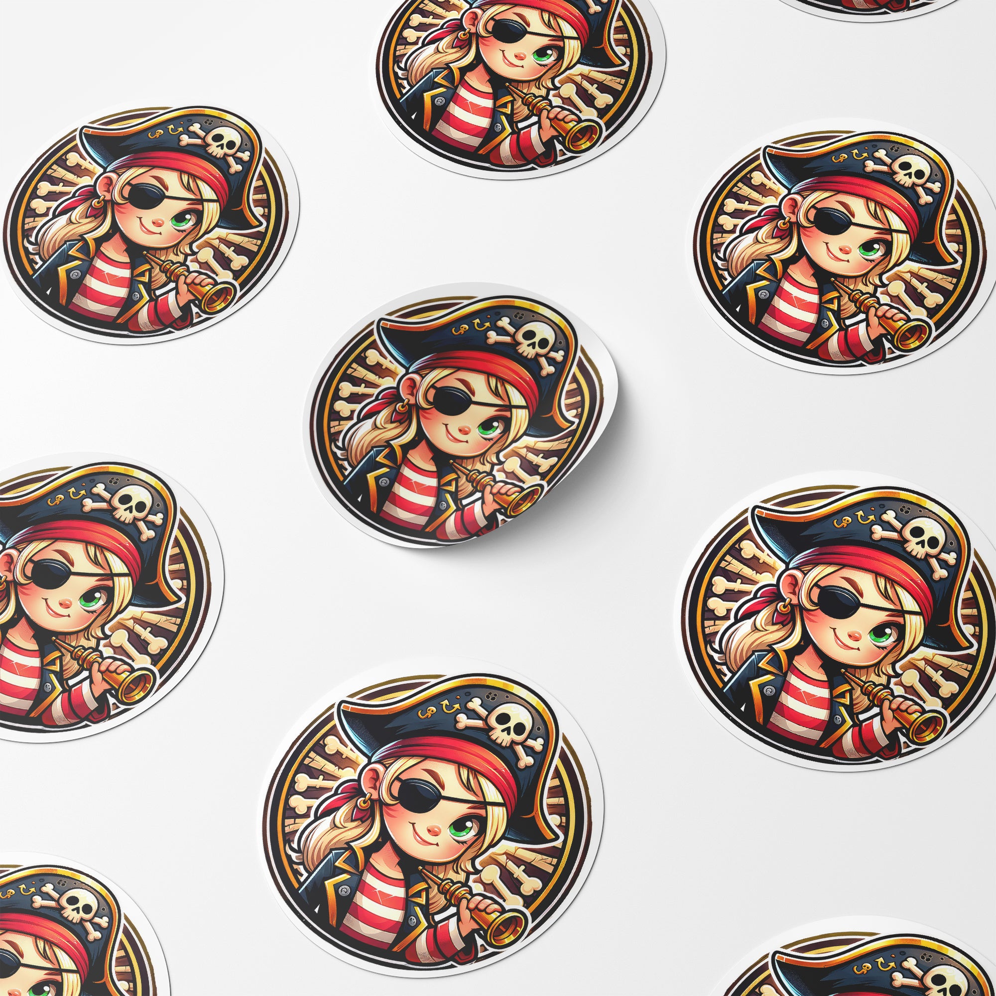 Pirate 3 Circle Stickers