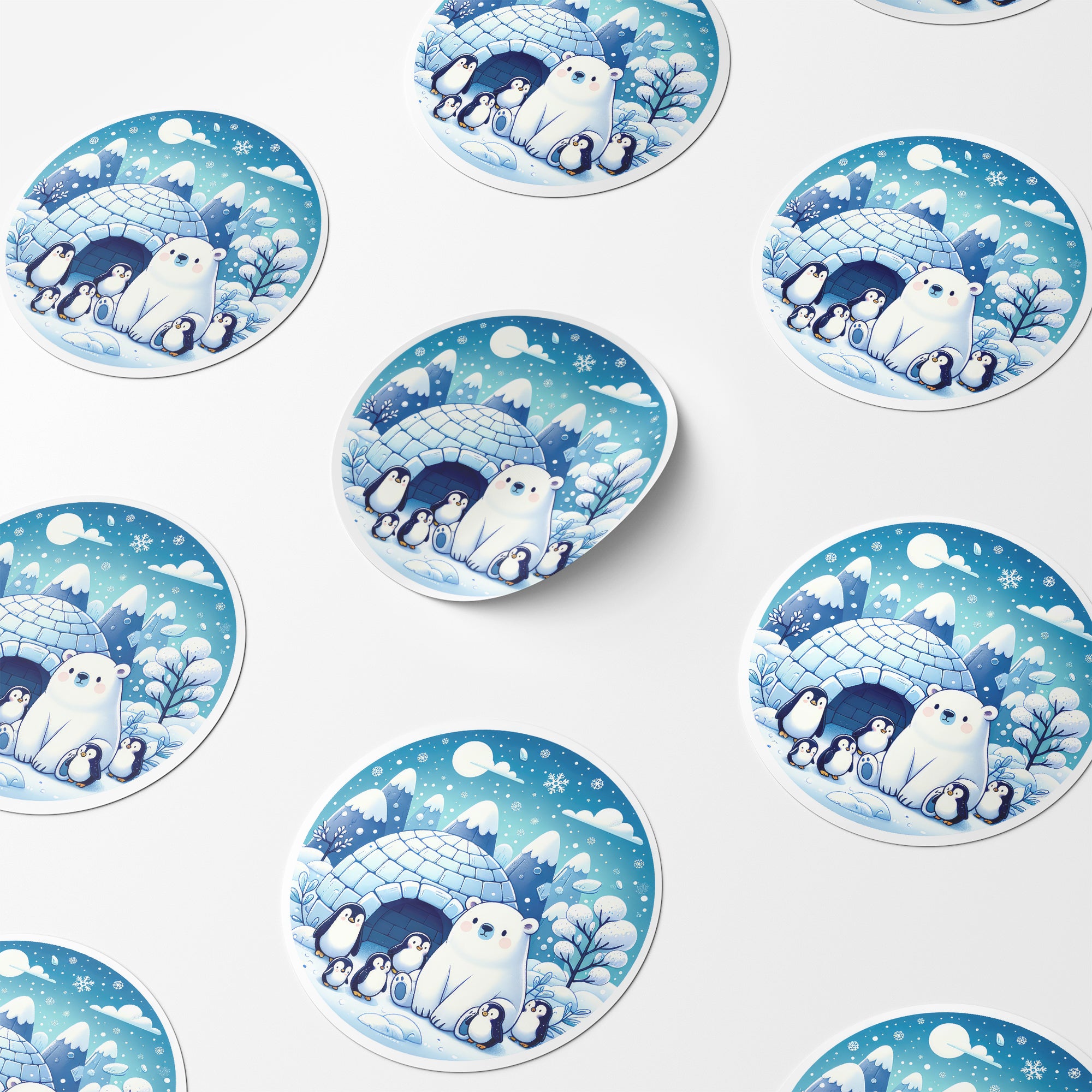 Winter Animals 3 Circle Stickers