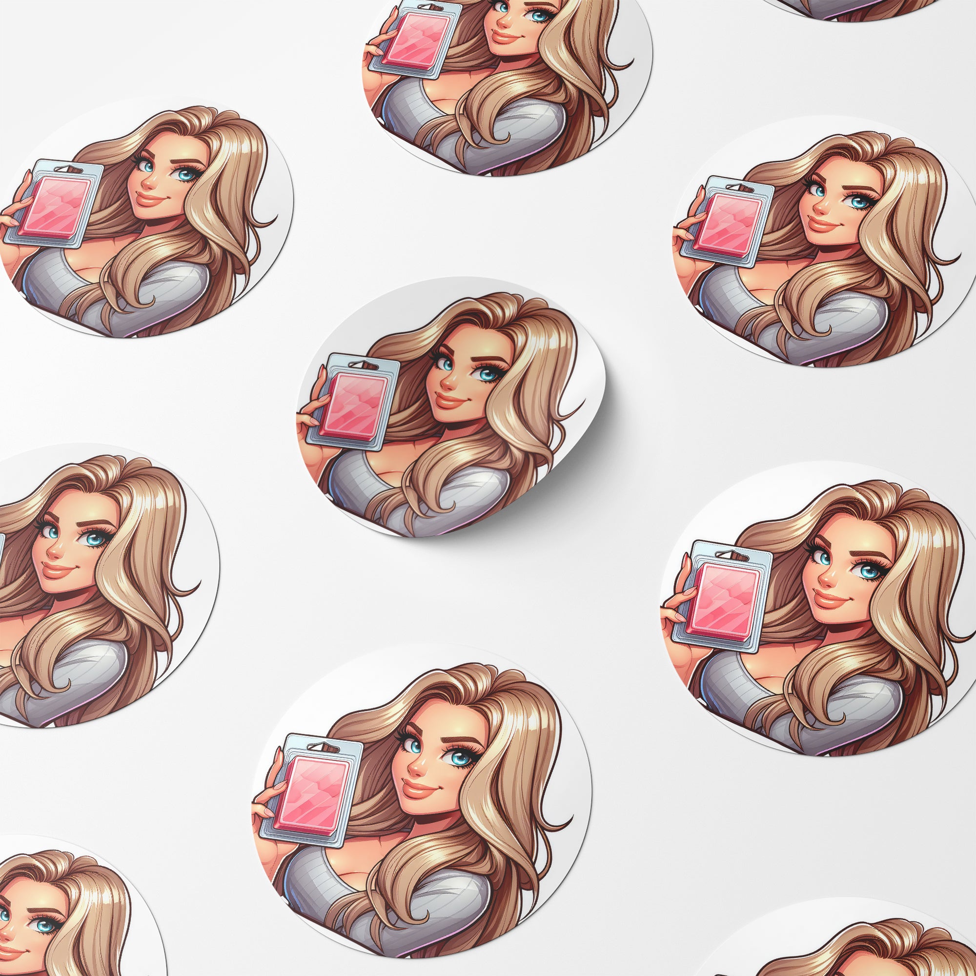 Blonde Hair Woman Wax Melt Avatar 2 Circle Stickers