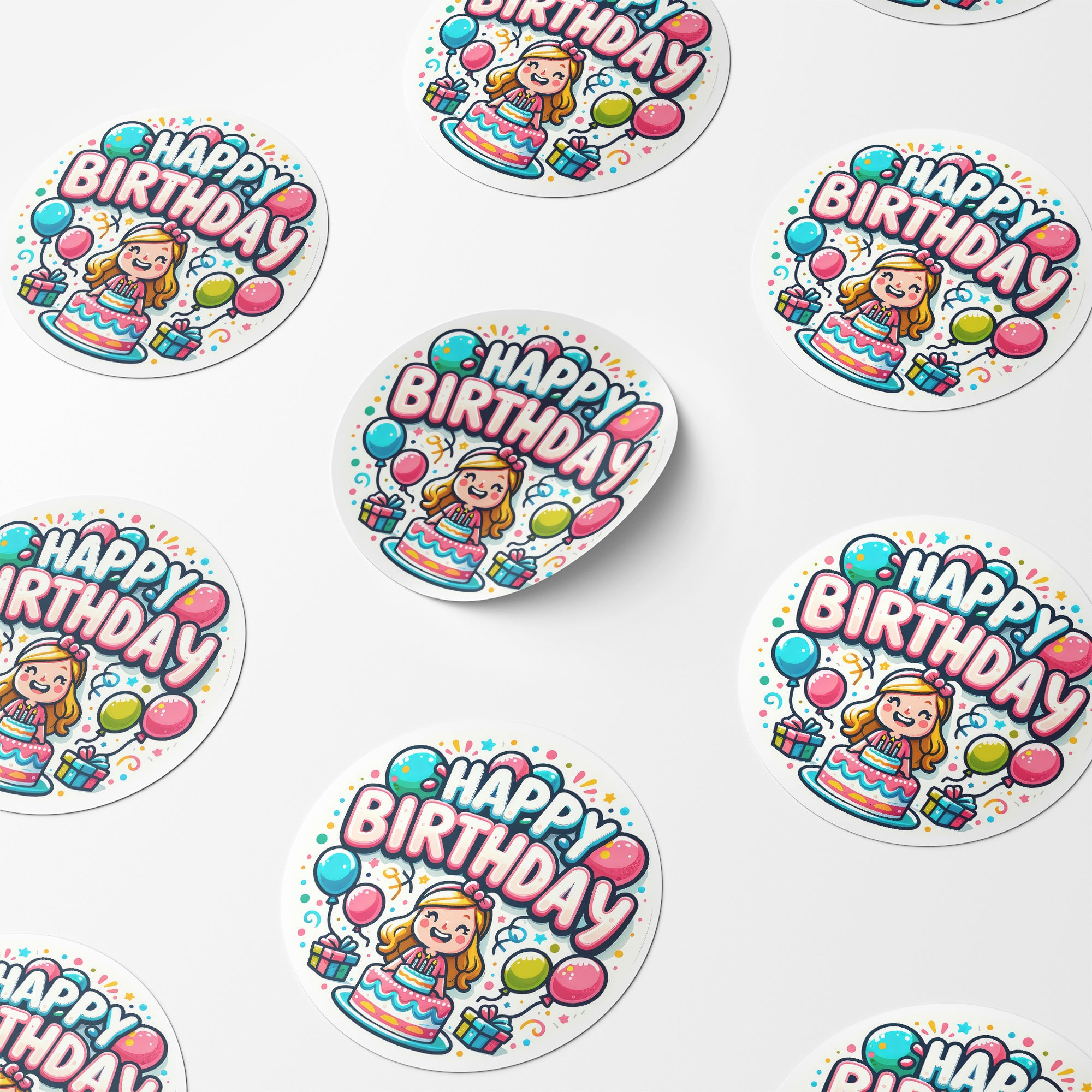 Happy Birthday 1 Circle Stickers