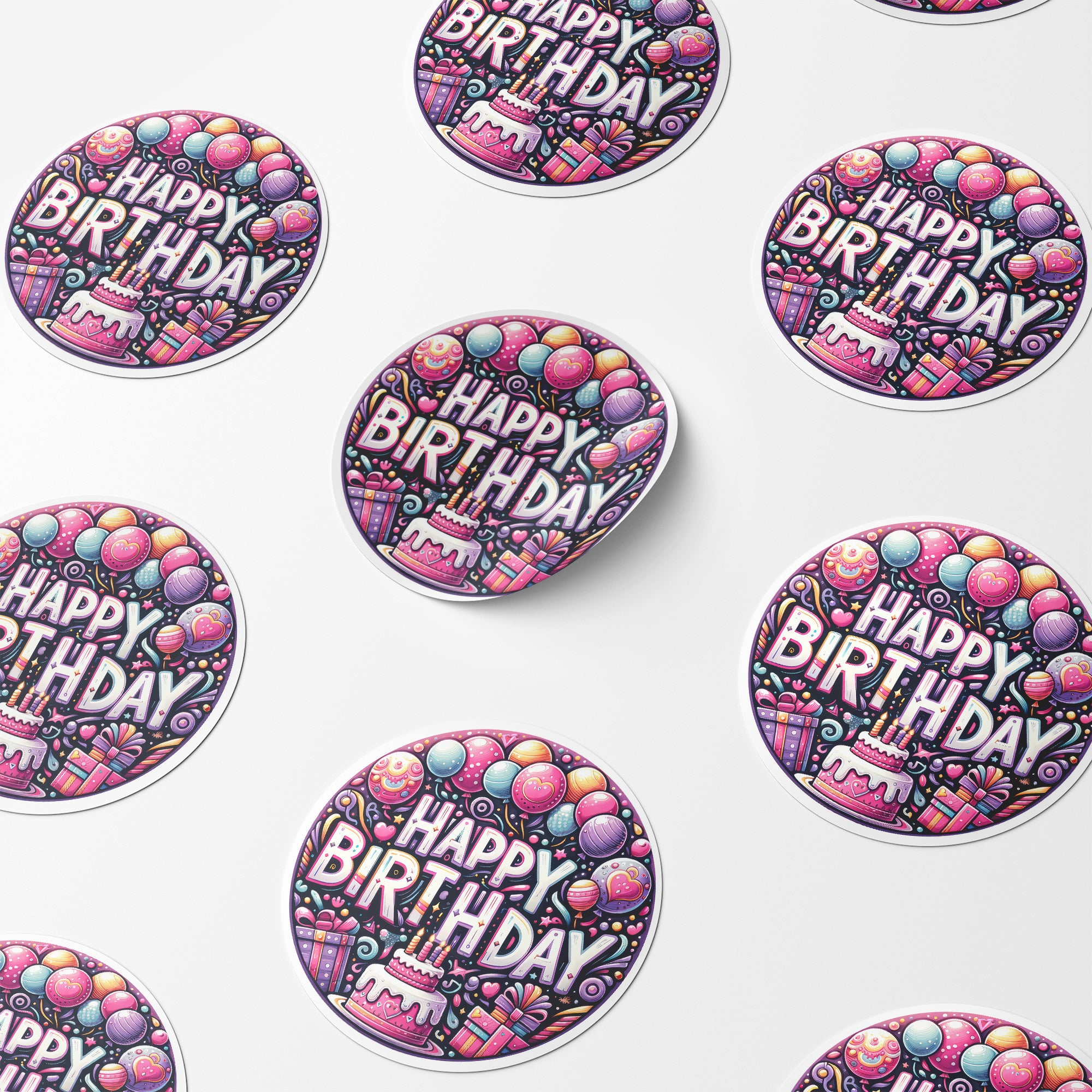 Happy Birthday 2 Circle Stickers