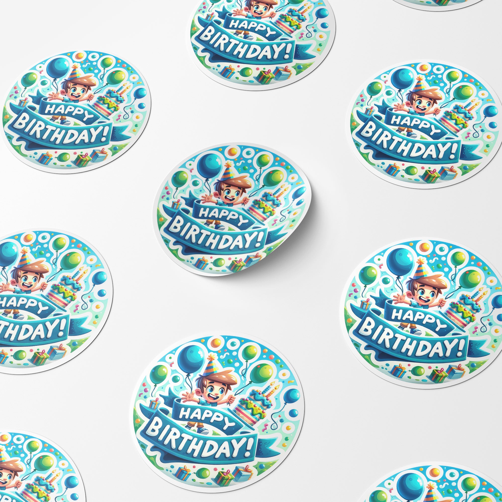 Happy Birthday 3 Circle Stickers