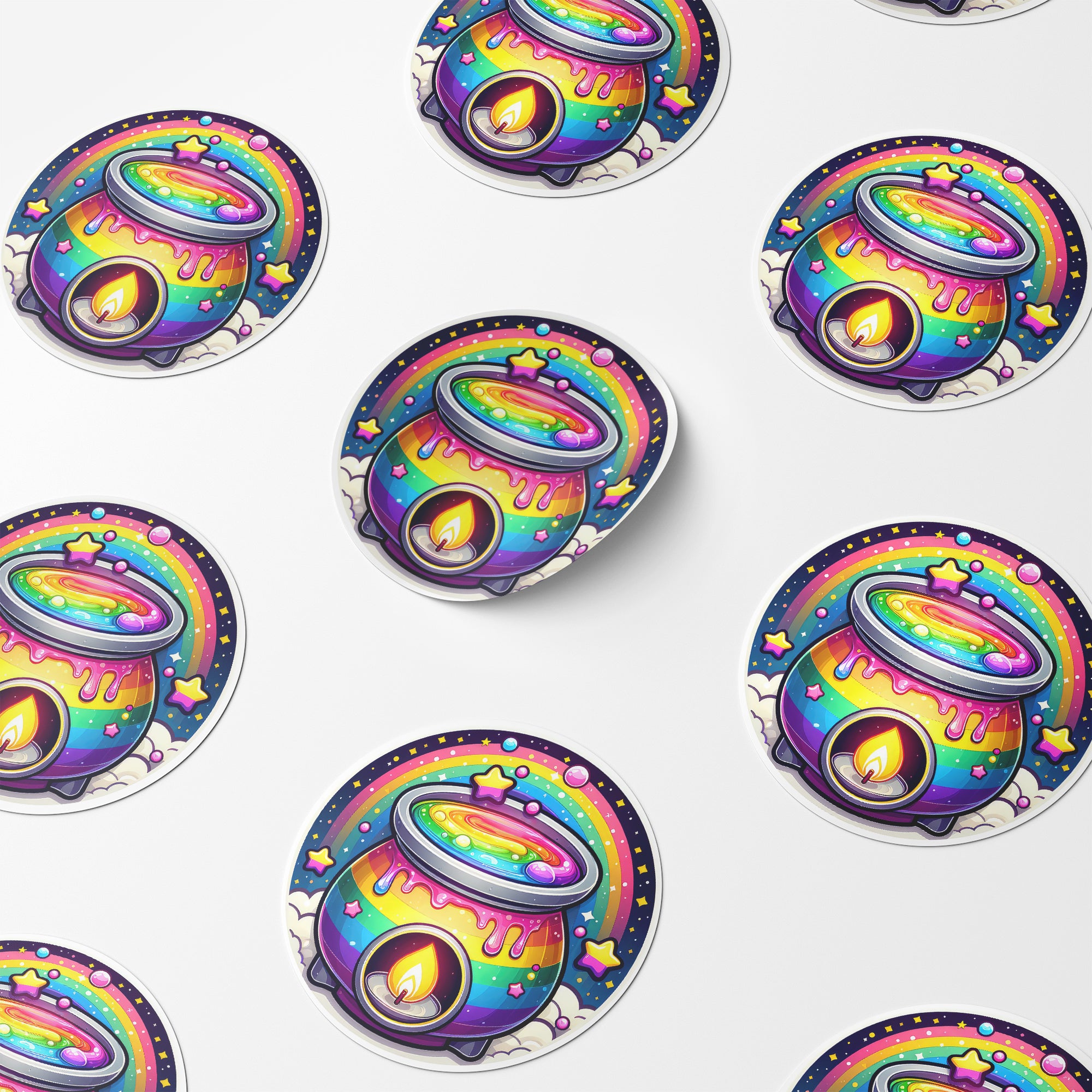 Rainbow Wax Melt Burner 2 Circle Stickers