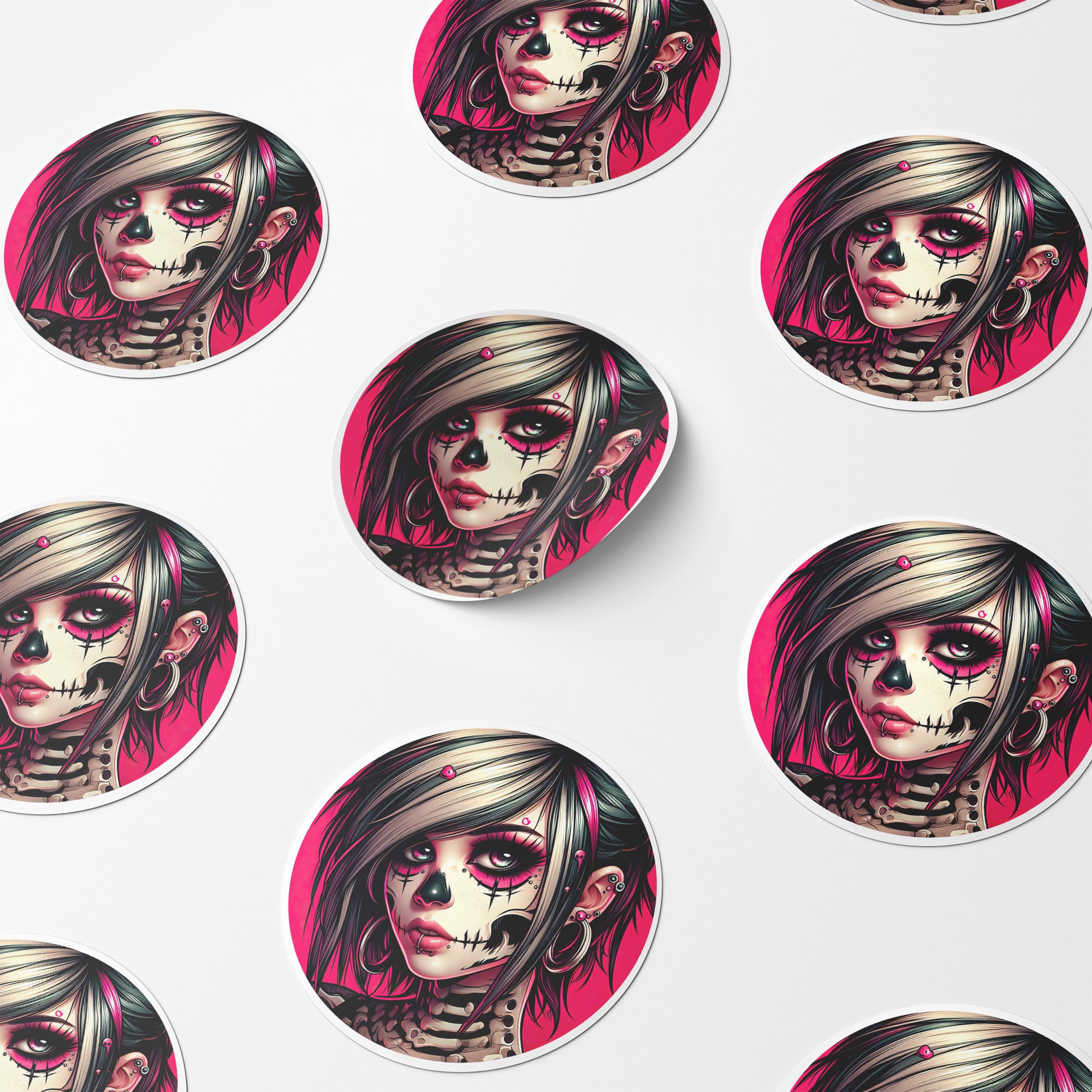 Emo Girl 1 Circle Stickers