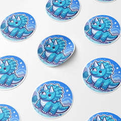 Blue Dinosaur 1 Circle Stickers