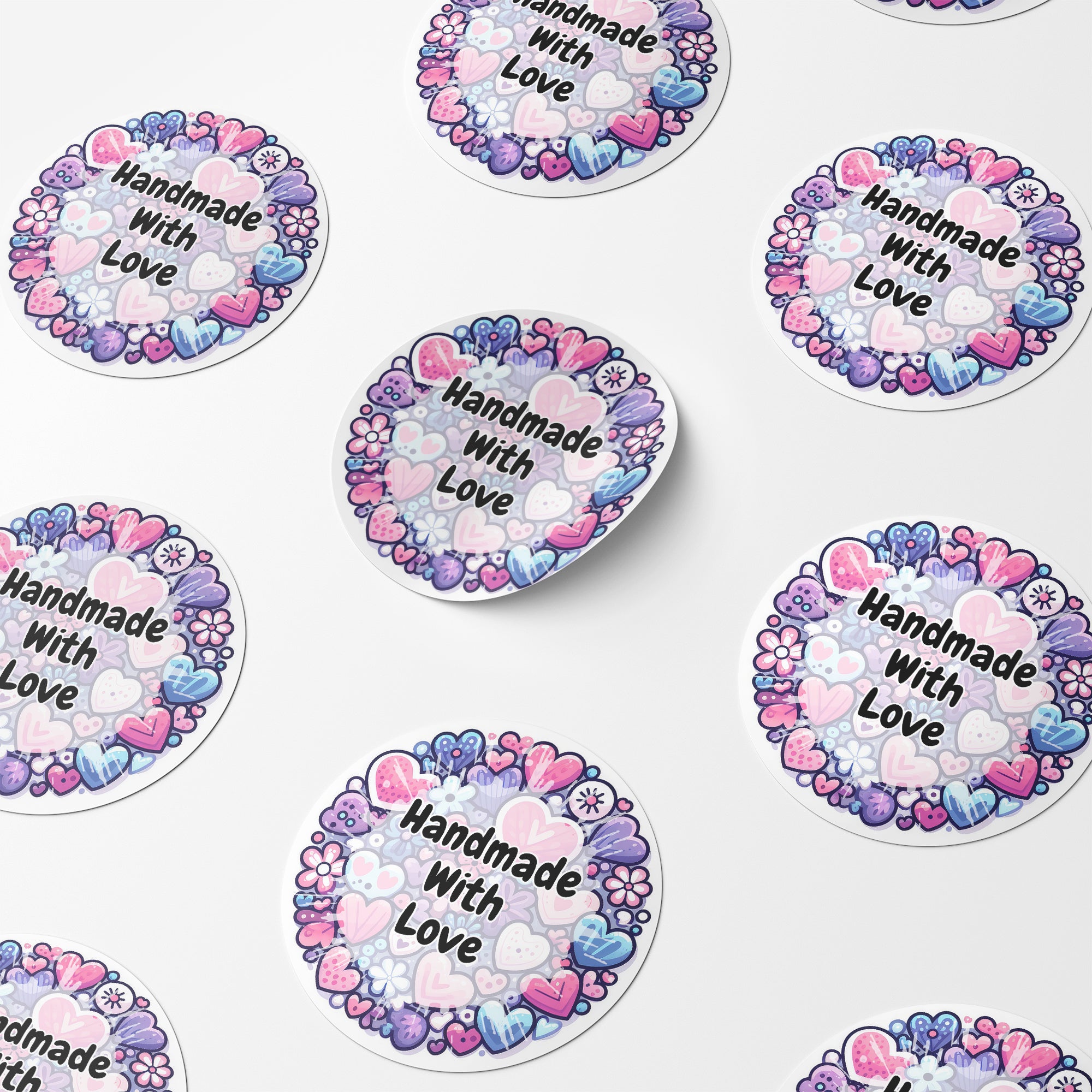 Handmade With Love Circle Stickers