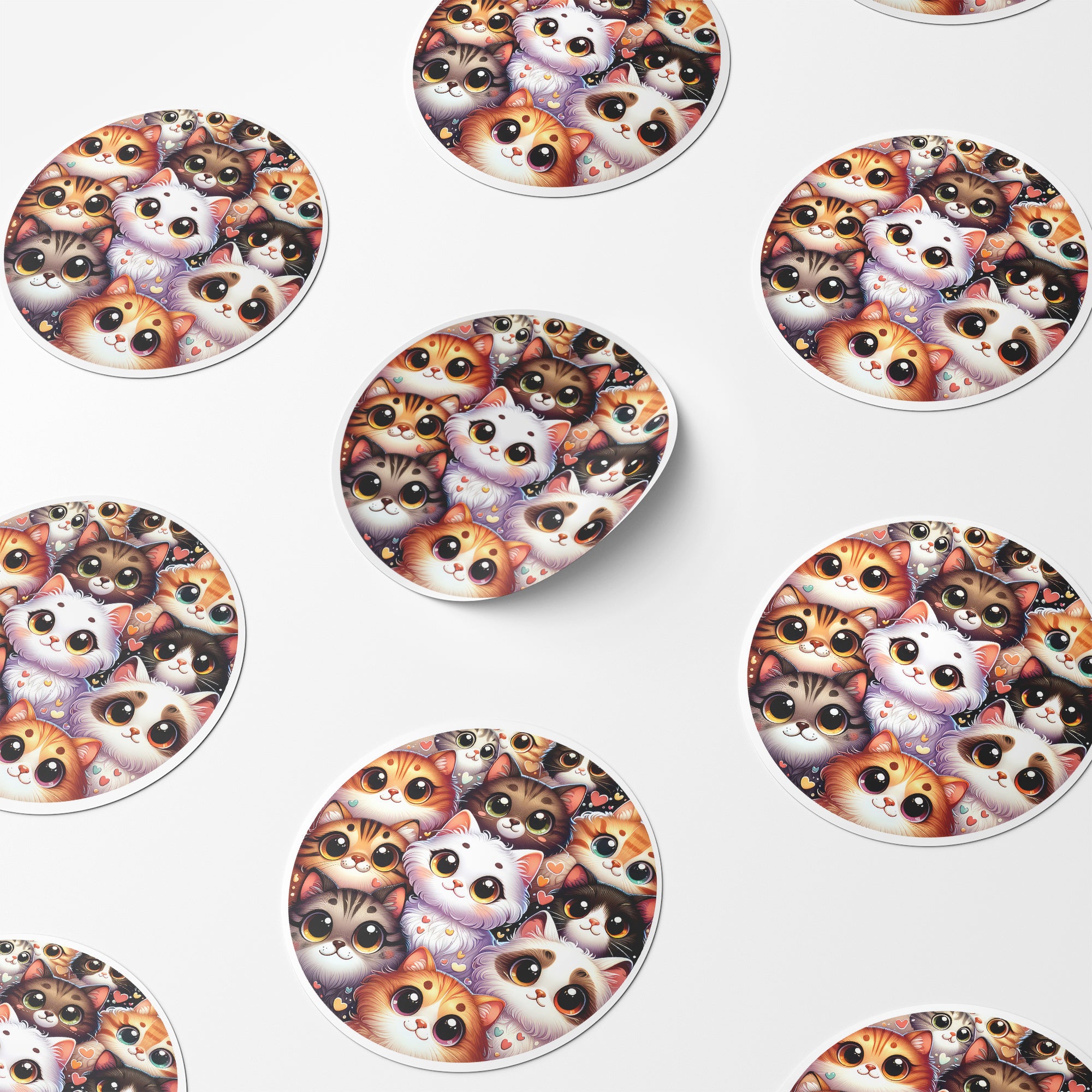 Cats 2 Circle Stickers