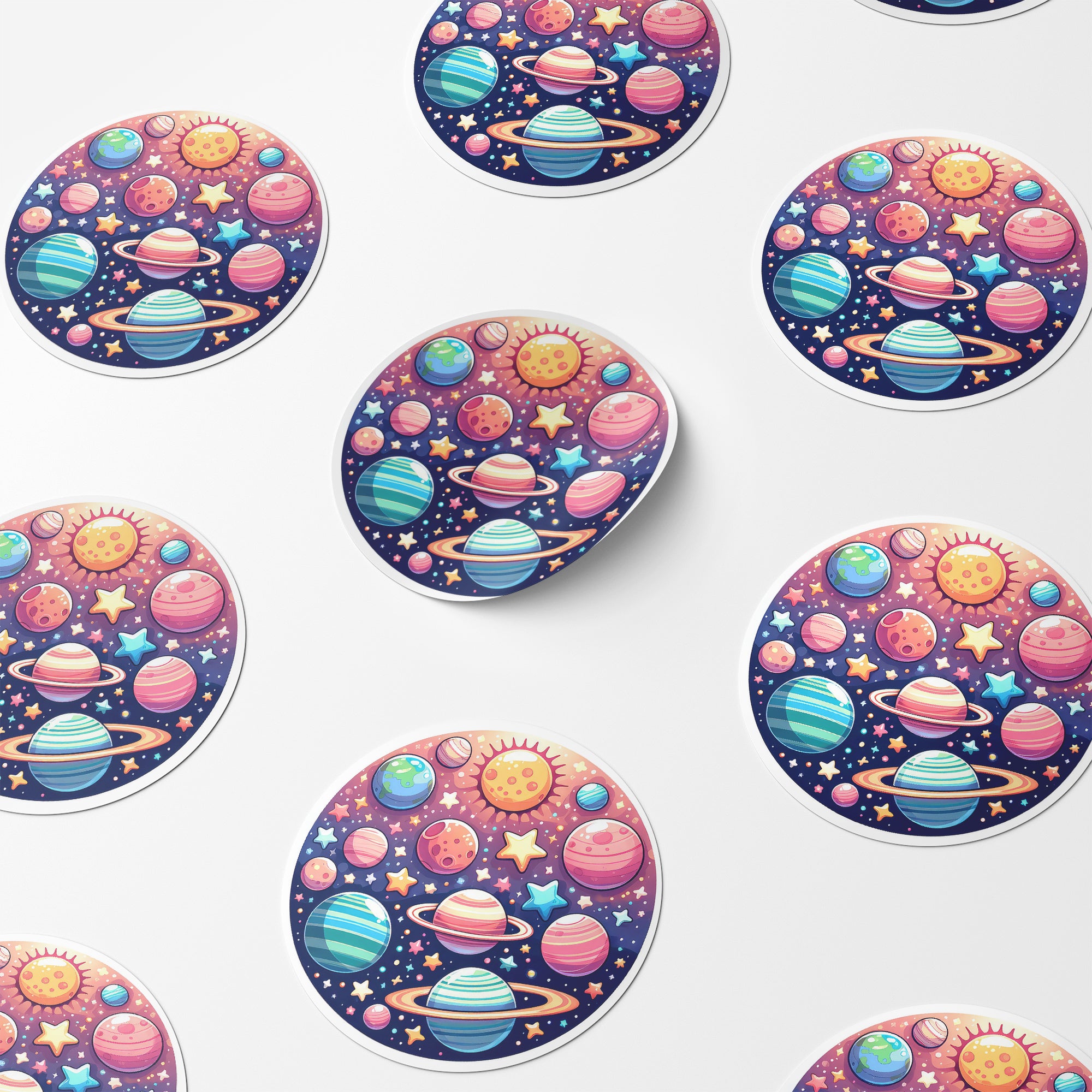 Planets 1 Circle Stickers