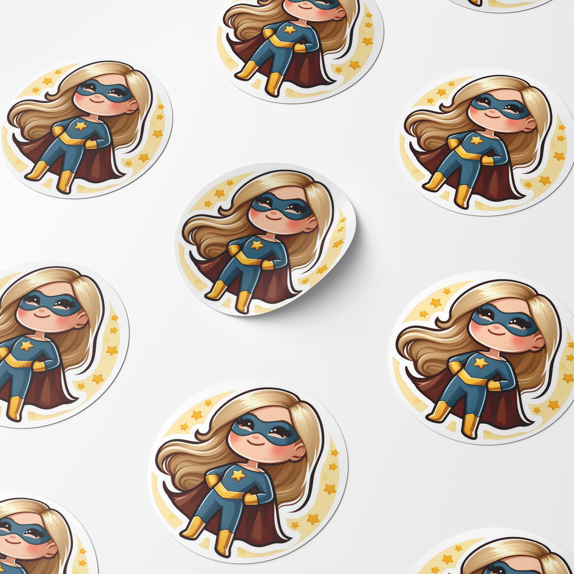 Girl Superhero 1 Circle Stickers