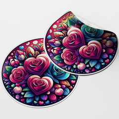 Rainbow Hearts & Roses 3 Circle Stickers