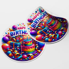 Happy Birthday 7 Circle Stickers