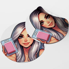 Silver Hair Woman Wax Melt Avatar 1 Circle Stickers