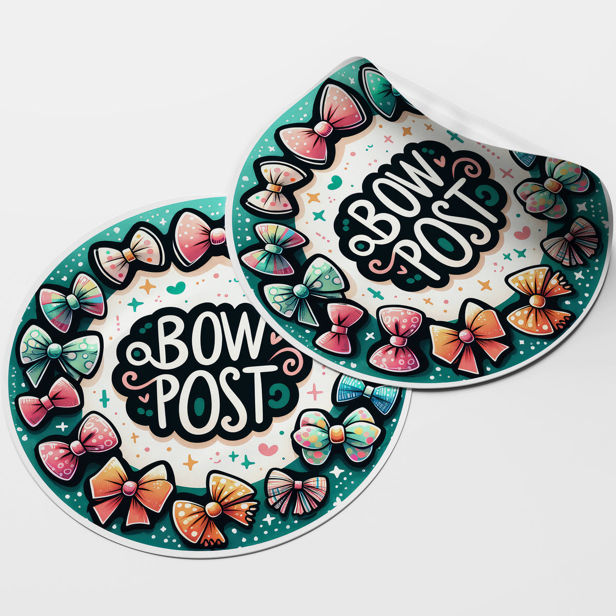 Bow Post 2 Circle Stickers