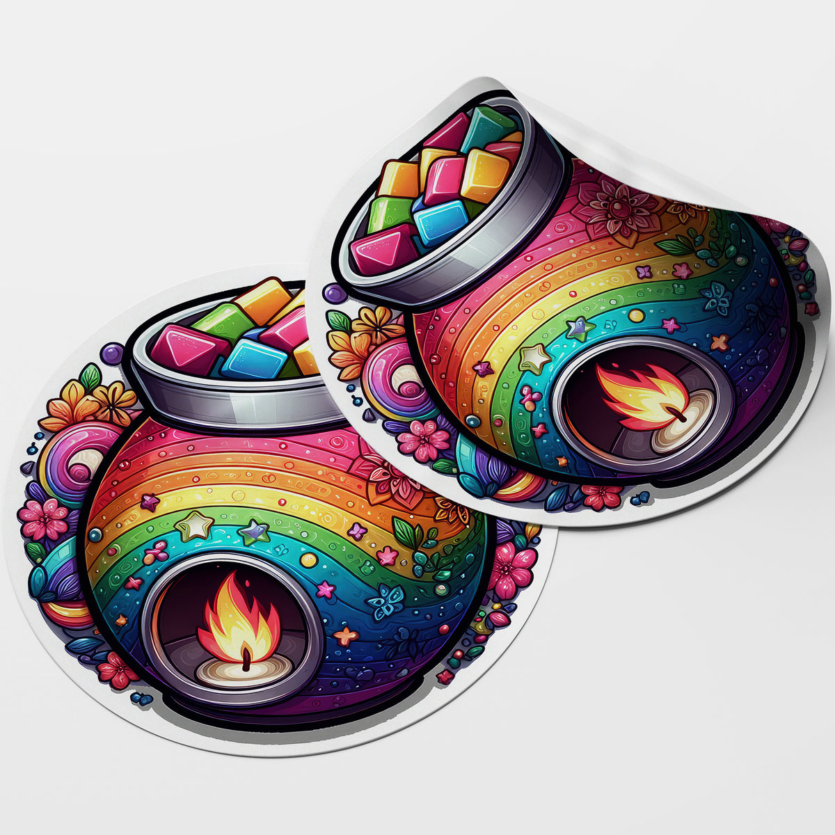 Rainbow Wax Melt Burner 1 Circle Stickers