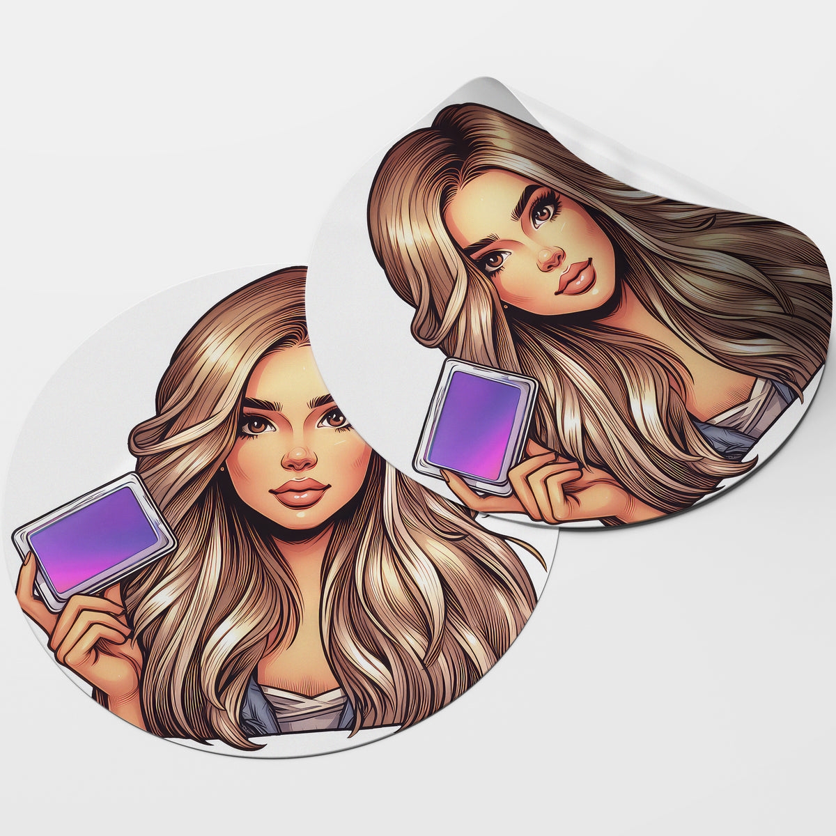 Blonde Hair Woman Wax Melt Avatar 6 Circle Stickers