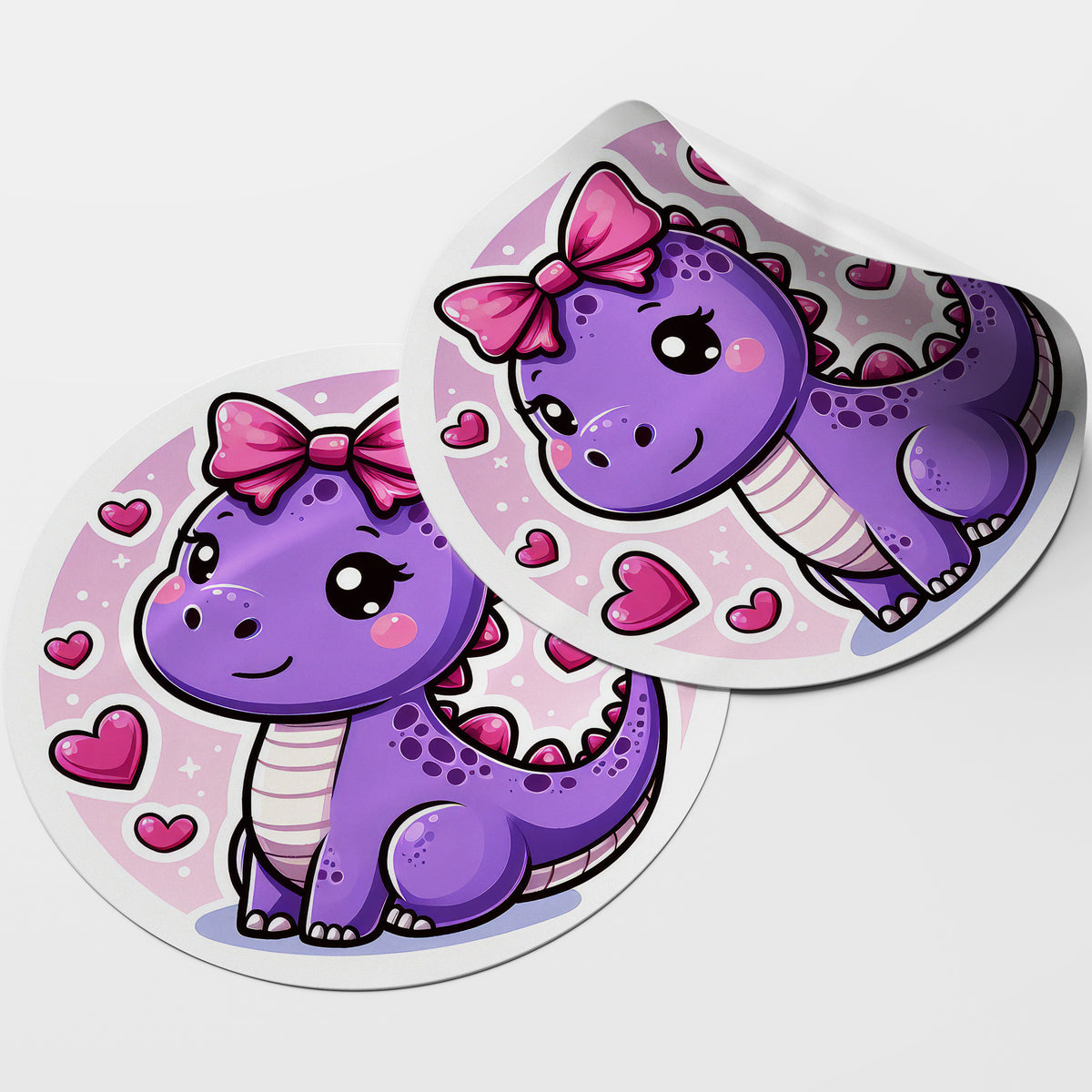 Purple Dinosaur 1 Circle Stickers