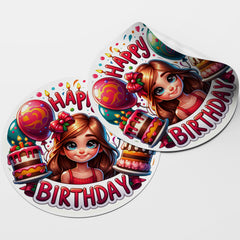 Happy Birthday 6 Circle Stickers