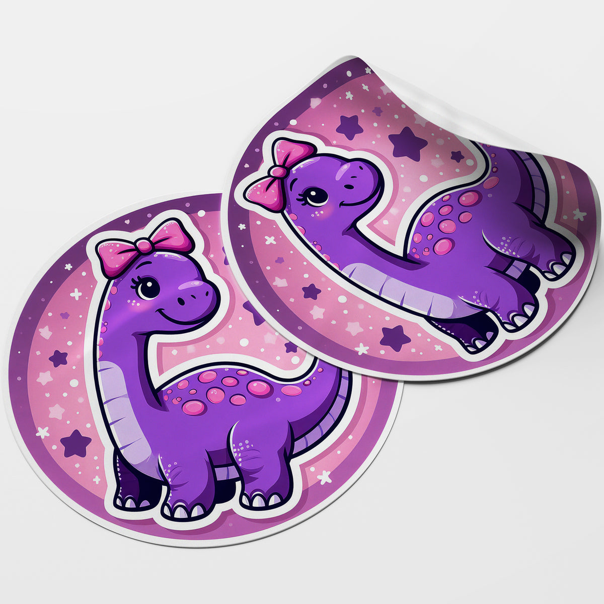 Purple Dinosaur 2 Circle Stickers