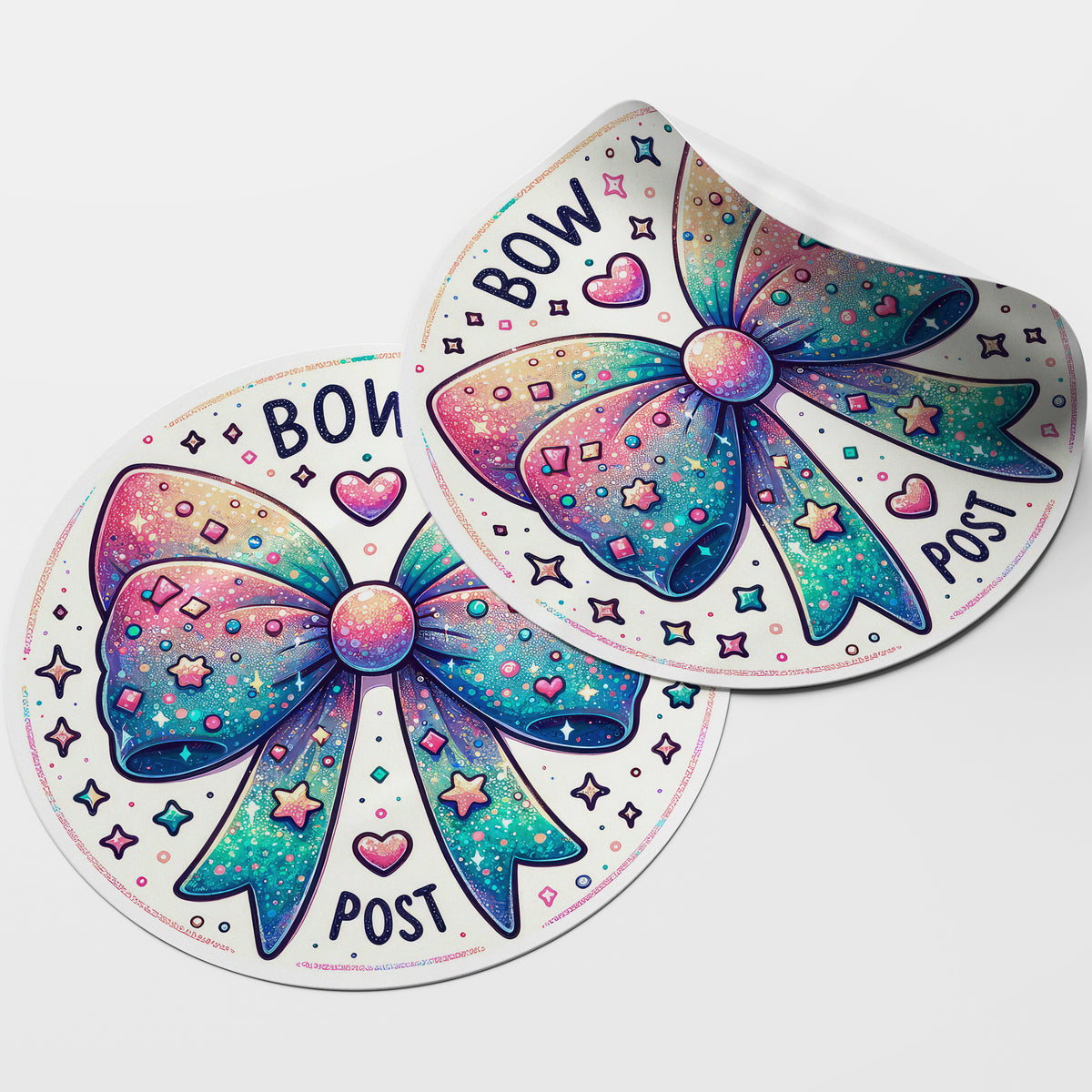 Bow Post 3 Circle Stickers