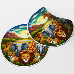 Safari Animals 2 Circle Stickers