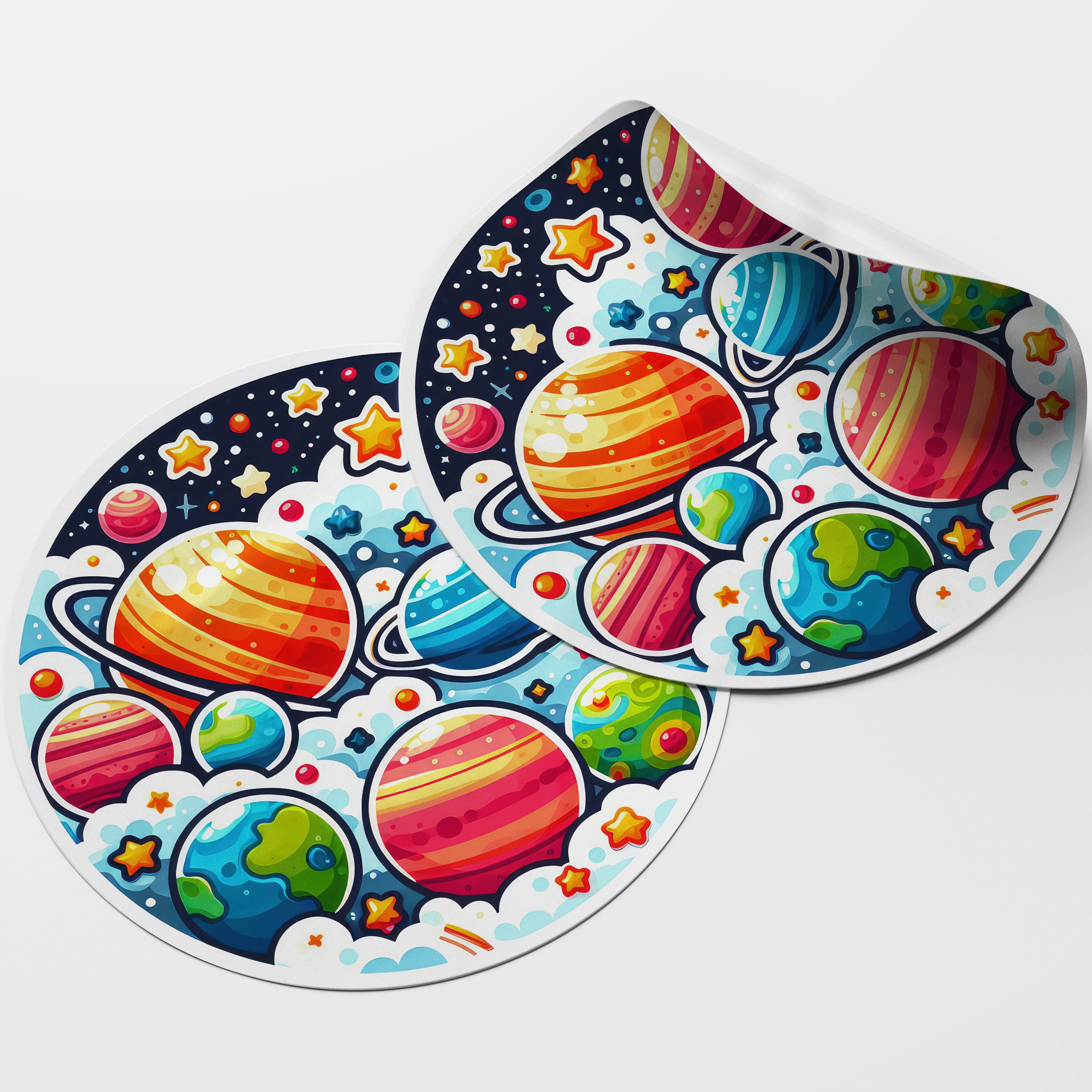 Planets 4 Circle Stickers