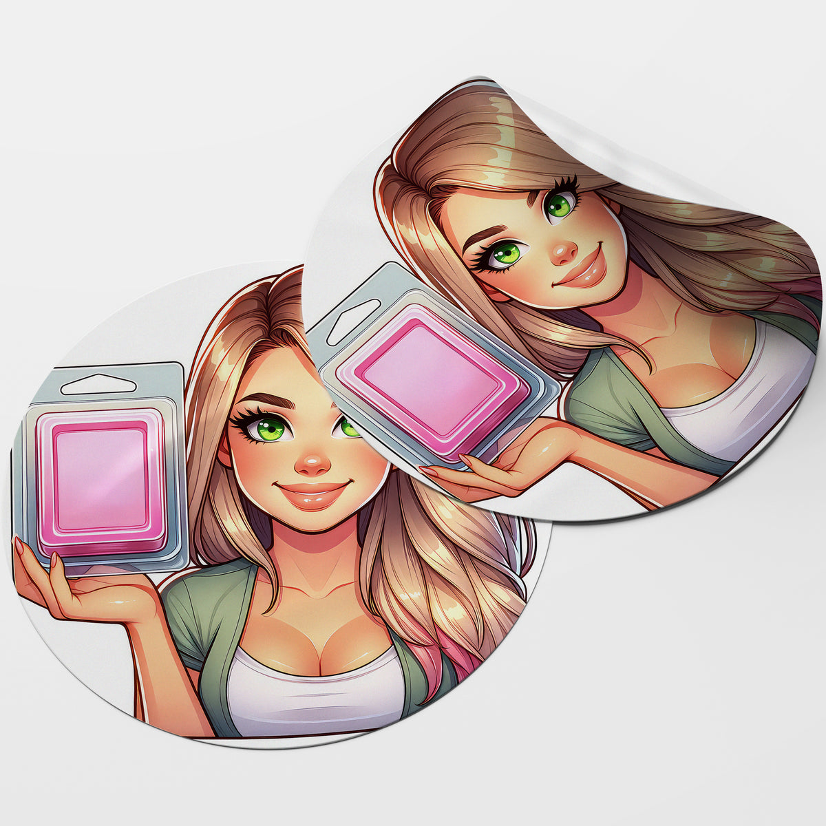 Blonde Hair Woman Wax Melt Avatar 4 Circle Stickers