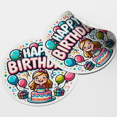 Happy Birthday 1 Circle Stickers