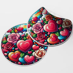 Rainbow Hearts & Roses 1 Circle Stickers