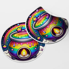 Rainbow Wax Melt Burner 2 Circle Stickers