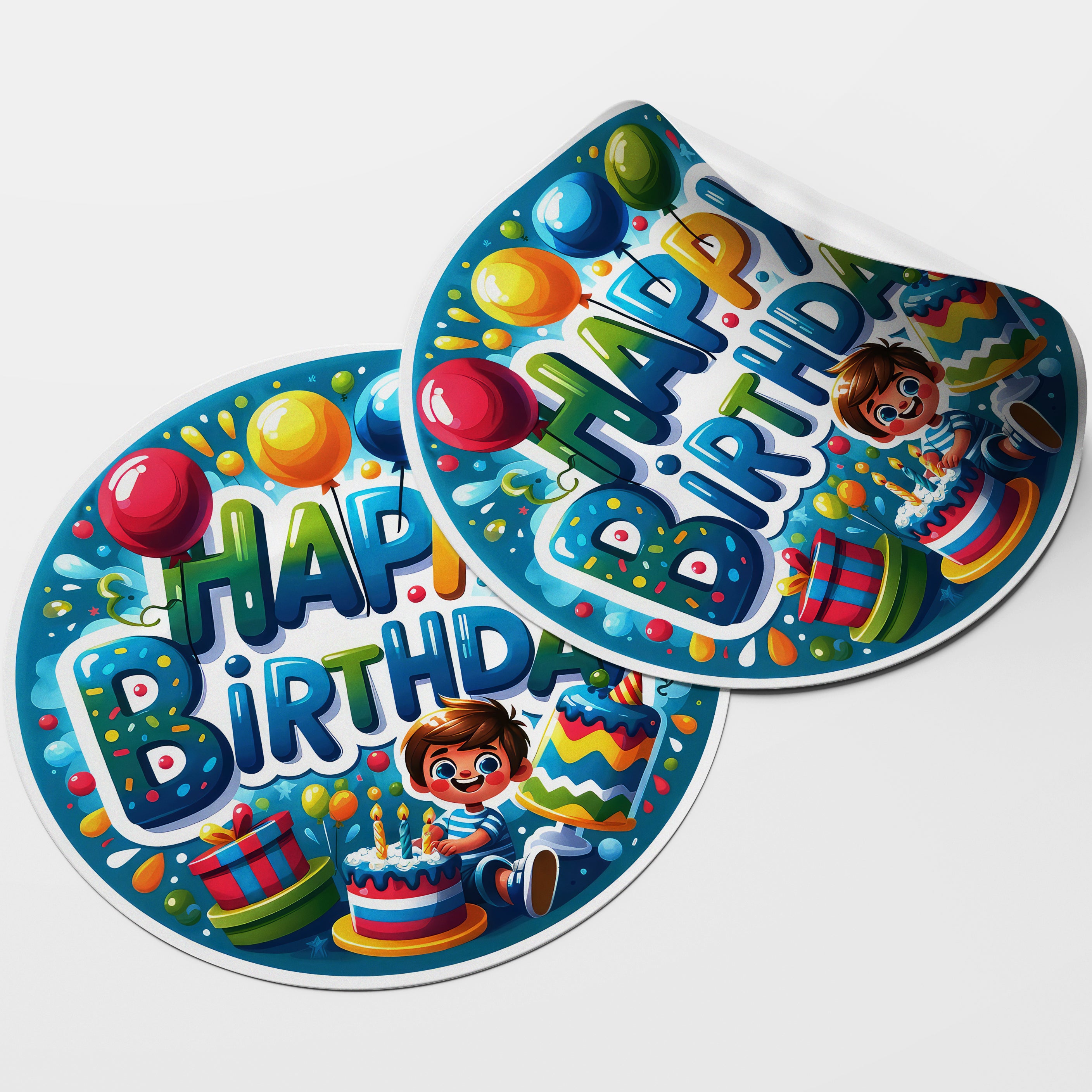 Happy Birthday 5 Circle Stickers