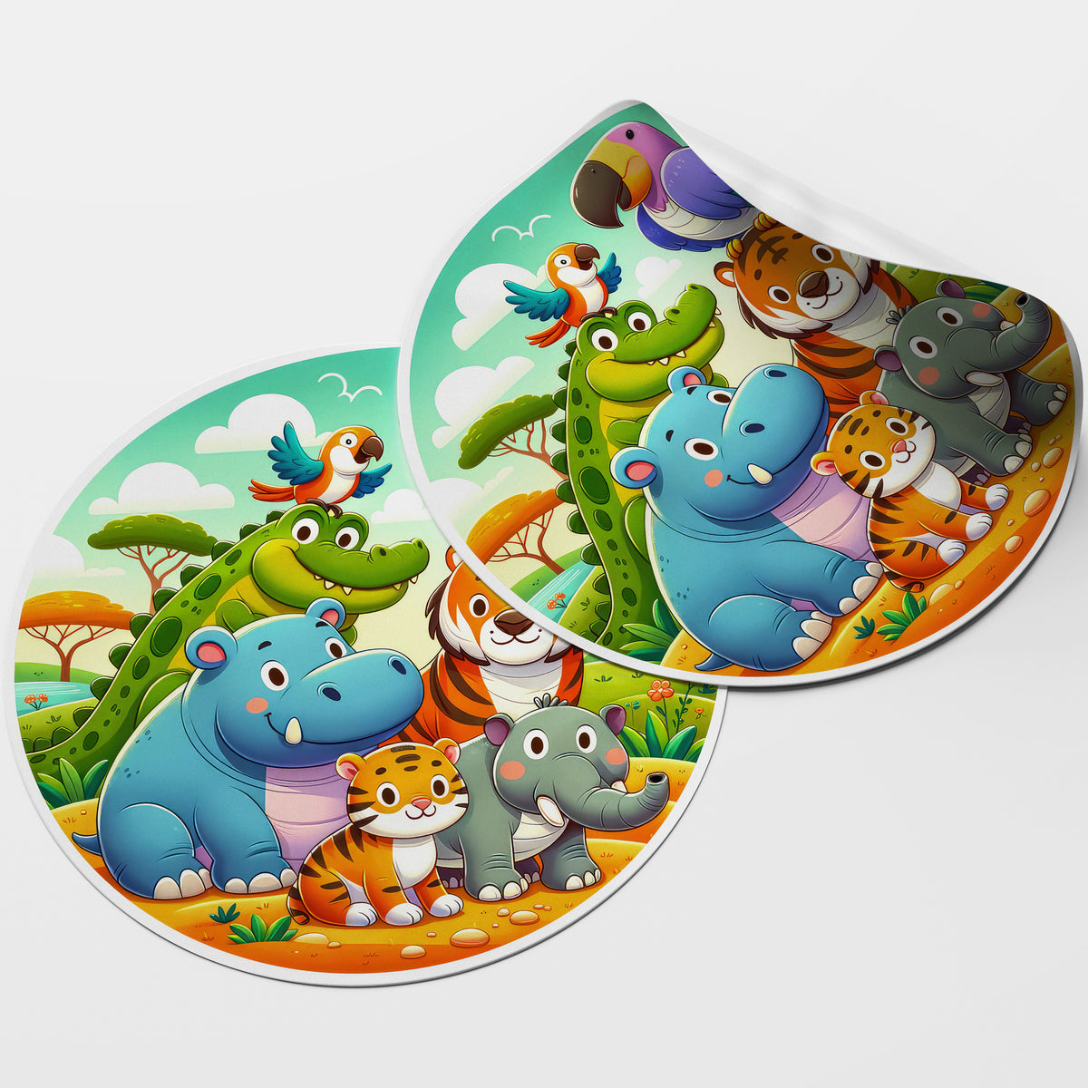 Safari Animals 4 Circle Stickers