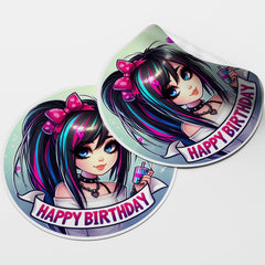 Girls Birthday 2 Circle Stickers