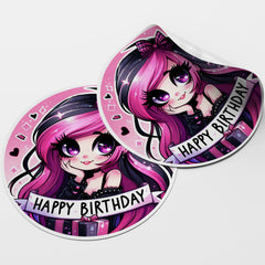 Girls Birthday 1 Circle Stickers