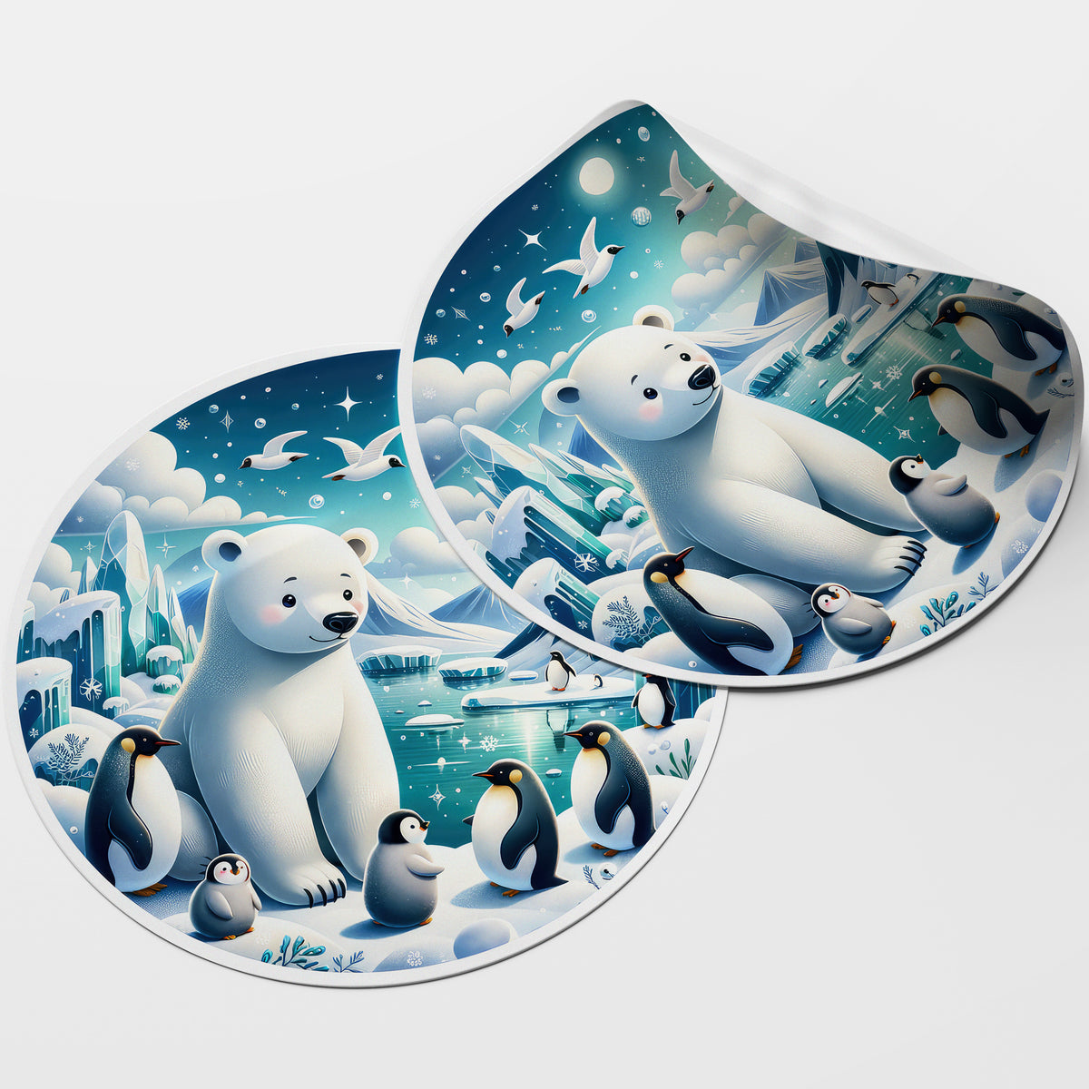 Winter Animals 1 Circle Stickers