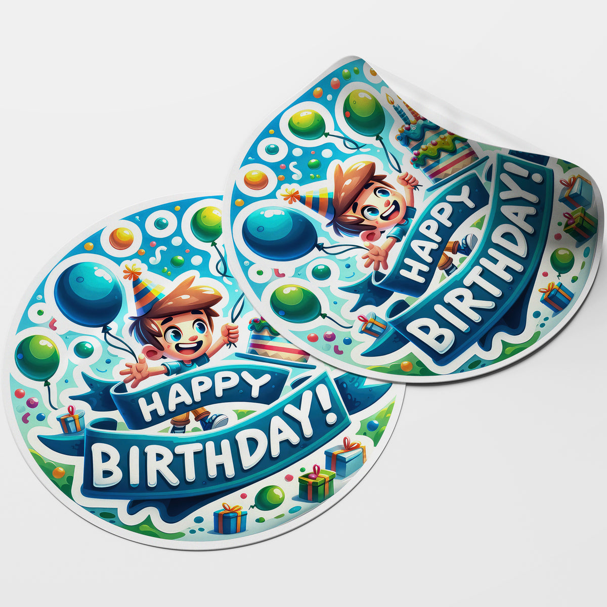 Happy Birthday 3 Circle Stickers