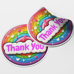 Rainbow Thank You 1 Circle Stickers