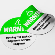 Load image into Gallery viewer, Green Warning Happiness Circle Stickers
