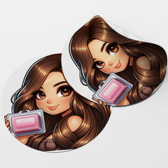 Brown Hair Woman Wax Melt Avatar 2 Circle Stickers