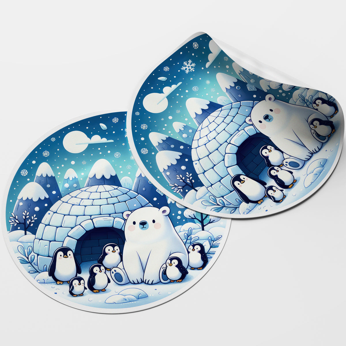 Winter Animals 3 Circle Stickers