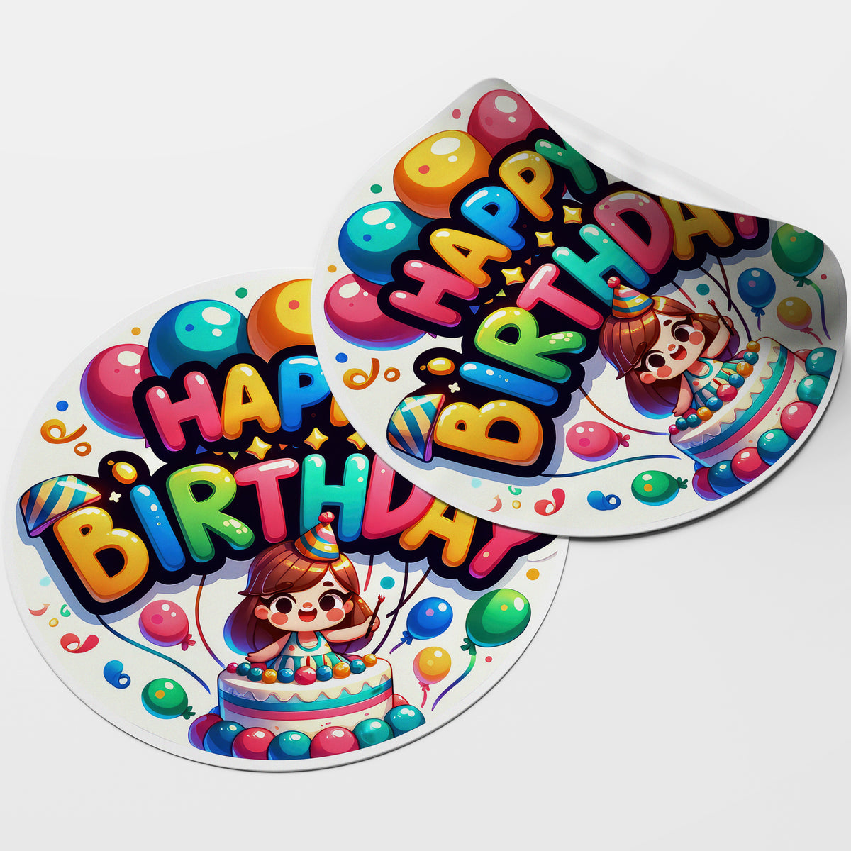 Happy Birthday 4 Circle Stickers