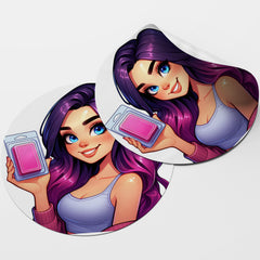 Purple Hair Woman Wax Melt Avatar 1 Circle Stickers