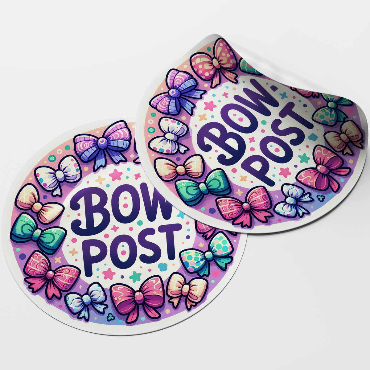 Bow Post 1 Circle Stickers