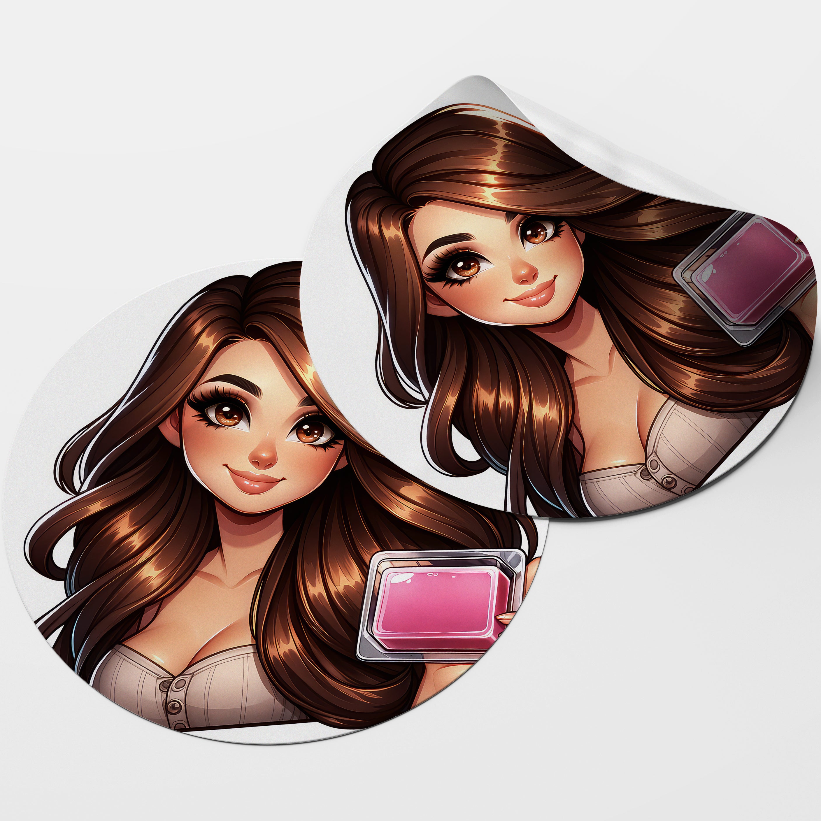 Brown Hair Woman Wax Melt Avatar 3 Circle Stickers