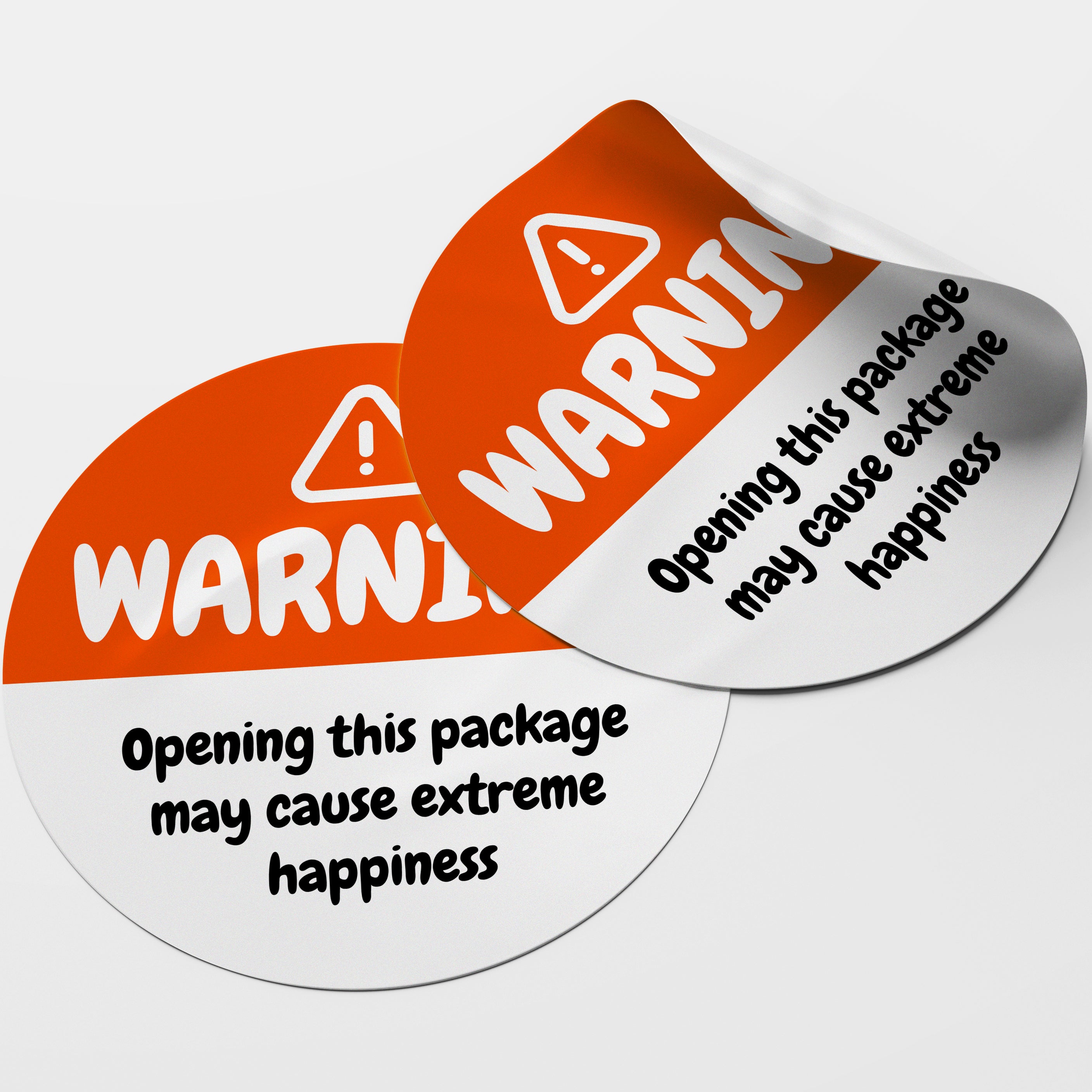 Orange Warning Happiness Circle Stickers